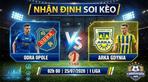 Nhận định soi kèo Odra Opole vs Arka Gdynia 02h 00 ngày 25/07/2026 – I Liga