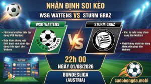 Nhận định soi kèo WSG Wattens vs Sturm Graz 22h 00 ngày 01/08/2026 – Bundesliga