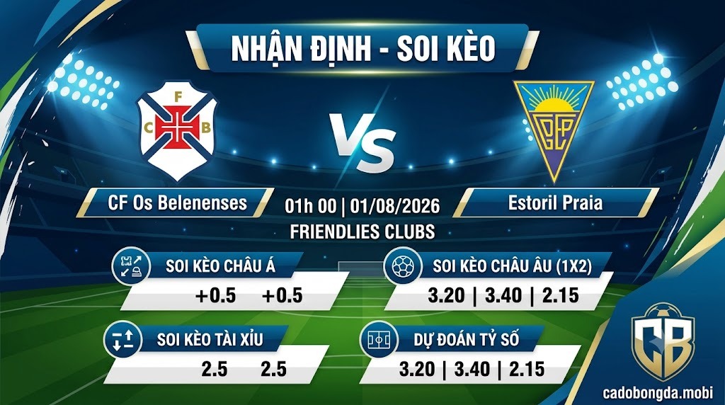 Nhận định soi kèo CF Os Belenenses vs Estoril 01h 00 ngày 01/08/2026 – Friendlies Clubs