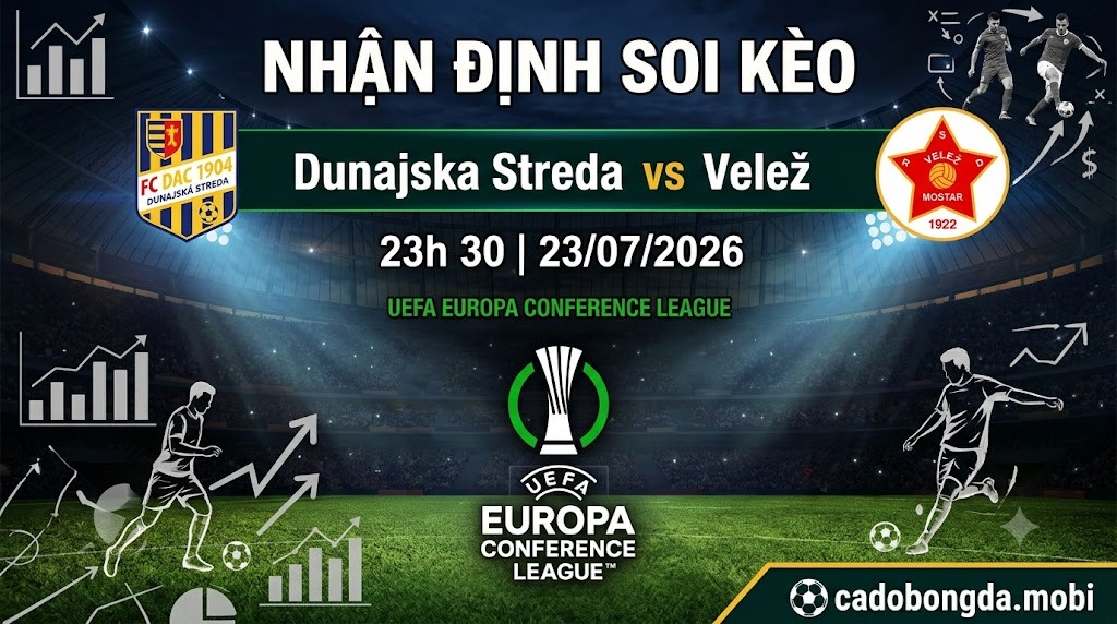Nhận định soi kèo Dunajska Streda vs Velež 23h 30 ngày 23/07/2026 – UEFA Europa Conference League