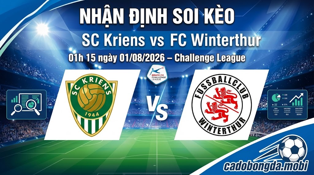 Nhận định soi kèo SC Kriens vs FC Winterthur 01h 15 ngày 01/08/2026 – Challenge League