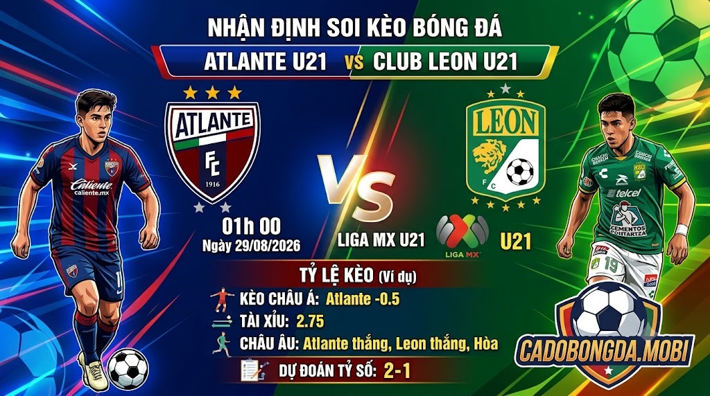 Nhận định soi kèo Atlante U21 vs Club Leon U21 01h 00 ngày 29/08/2026 – Liga MX U21