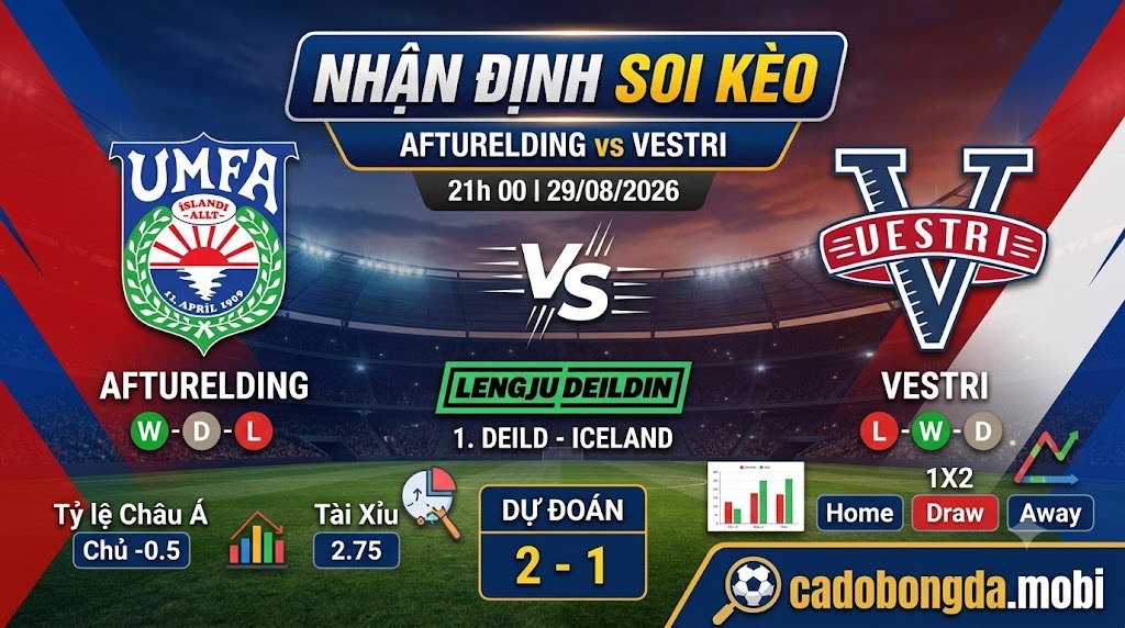 Nhận định soi kèo Afturelding vs Vestri 21h 00 ngày 29/08/2026 – 1. Deild