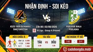 Nhận định soi kèo KSZO 1929 vs Podlasie Biała Podlaska 23h 00 ngày 02/08/2026 – III Liga - Group 4
