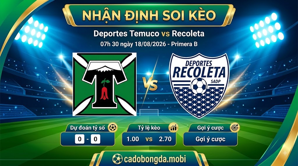 Nhận định soi kèo Deportes Temuco vs Recoleta 07h 30 ngày 18/08/2026 – Primera B