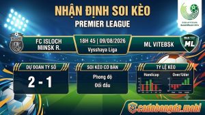 Nhận định soi kèo FC Isloch Minsk R. vs ML Vitebsk 18h 45 ngày 09/08/2026 – Premier League