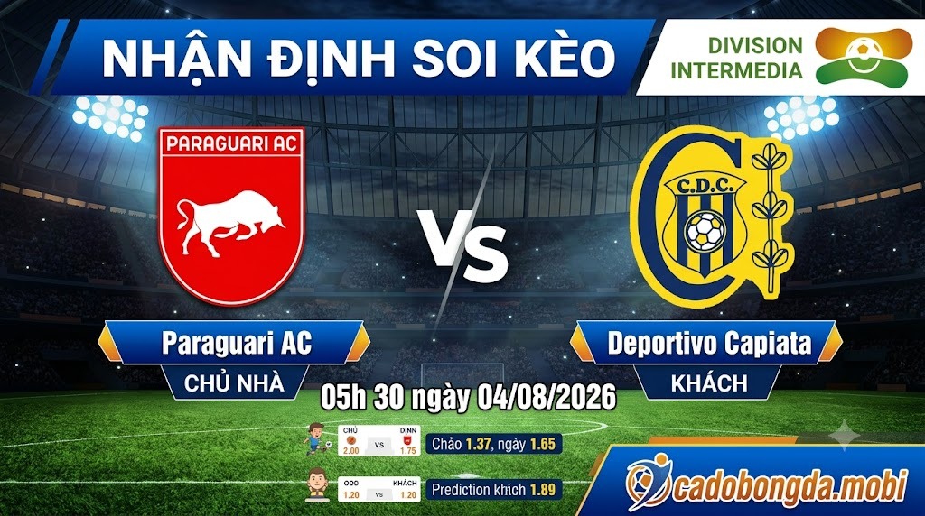 Nhận định soi kèo Paraguari AC vs Deportivo Capiata 05h 30 ngày 04/08/2026 – Division Intermedia
