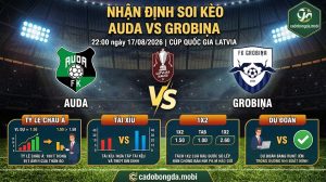 Nhận định soi kèo Auda vs Grobiņa 22h 00 ngày 17/08/2026 – Cup
