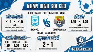 Nhận định soi kèo Sozopol vs Dimitrovgrad 22h 00 ngày 29/08/2026 – Third League - Southeast