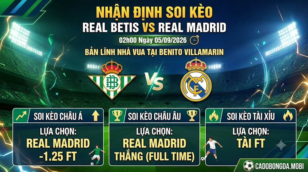 Nhận Định Soi Kèo Real Betis vs Real Madrid 02h00 Ngày 05/09: Bản Lĩnh Nhà Vua Tại Benito Villamarin