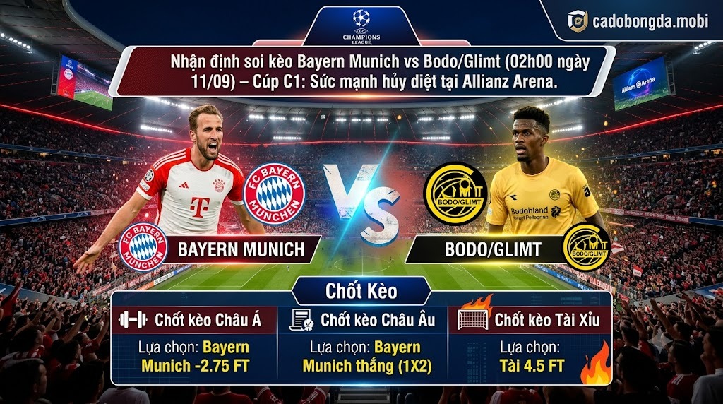 Nhận định soi kèo Bayern Munich vs Bodo/Glimt (02h00 ngày 11/09) – Cúp C1: Sức mạnh hủy diệt tại Allianz Arena