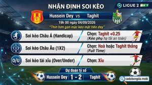 Nhận định soi kèo Hussein Dey vs Taghit 19h 00 ngày 04/09/2026 – Ligue 2