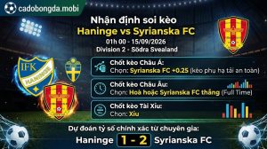 Nhận định soi kèo Haninge vs Syrianska FC 01h 00 ngày 15/09/2026 – Division 2 - Södra Svealand