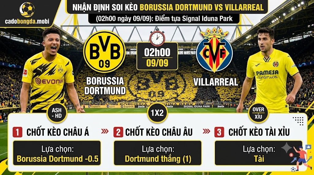Nhận định soi kèo Borussia Dortmund vs Villarreal (02h00 ngày 09/09): Điểm tựa Signal Iduna Park